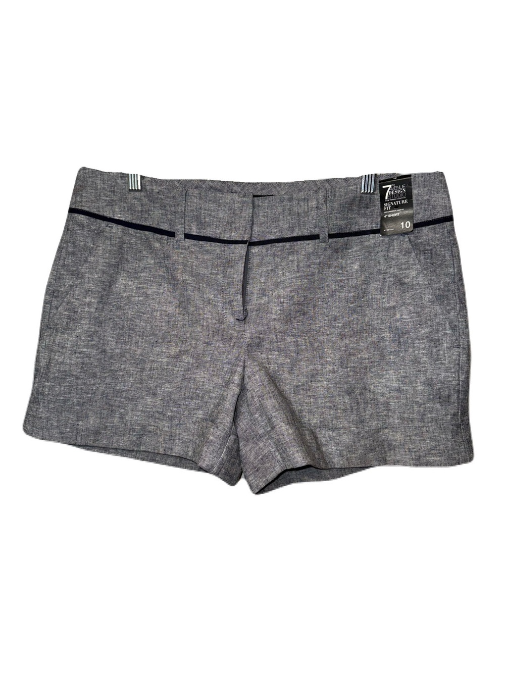 NWT 7TH Avenue Design Studio Gray Linen-Blend Signature Fit Bermuda Shorts Sz 10